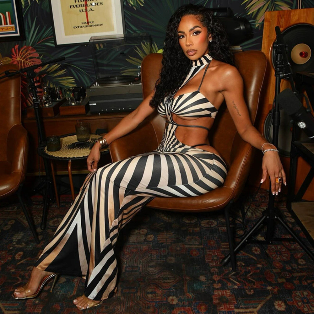 ZARA Womens Sexy Zebra Print Bodycon Dress Backless Halter Tie Party